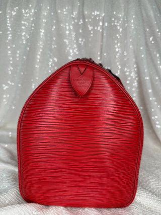 Louis Vuitton Speedy Epi Handbag in Red Epi Leather