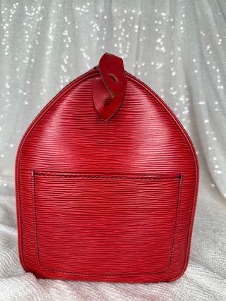 Louis Vuitton Speedy Epi Handbag in Red Epi Leather