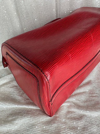 Louis Vuitton Speedy Epi Handbag in Red Epi Leather