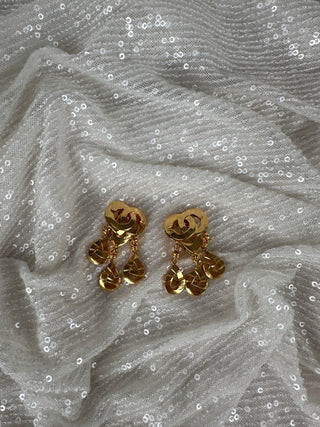 Vintage Chanel CC Dangling Clip On Earrings