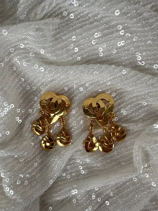 Vintage Chanel CC Dangling Clip On Earrings