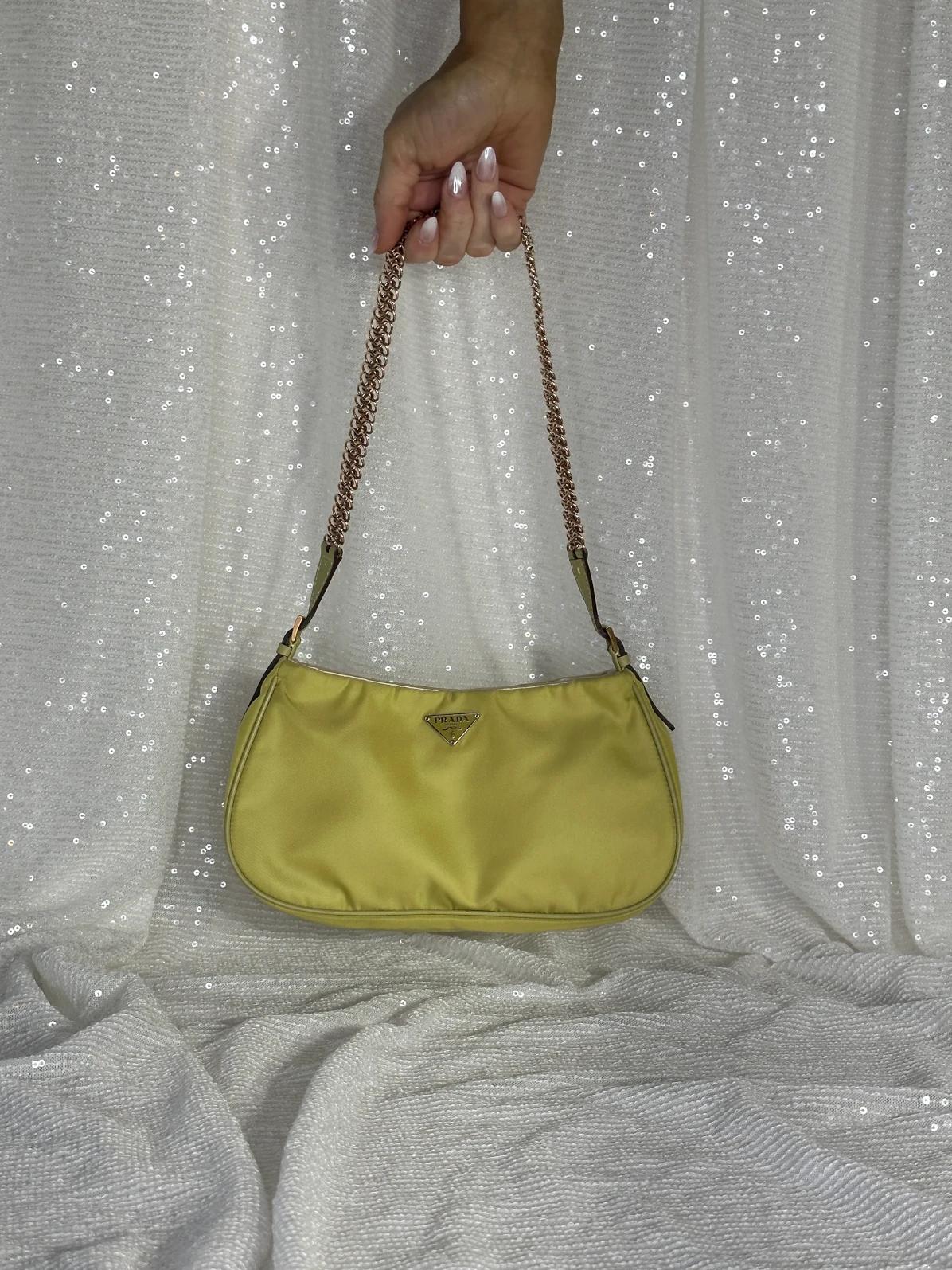 Rare Lime Green Nylon Chain Shoulder Bag 