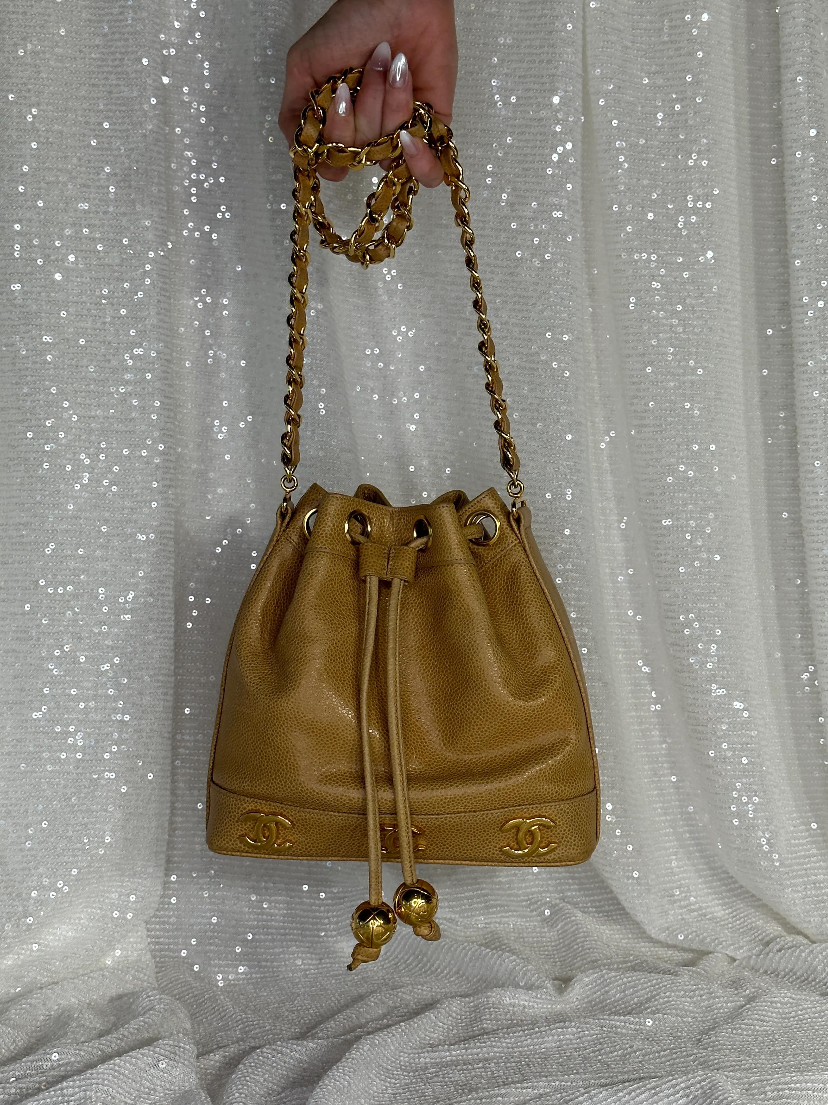 Vintage Chanel Triple Coco Drawstring Chain Shoulder Bag