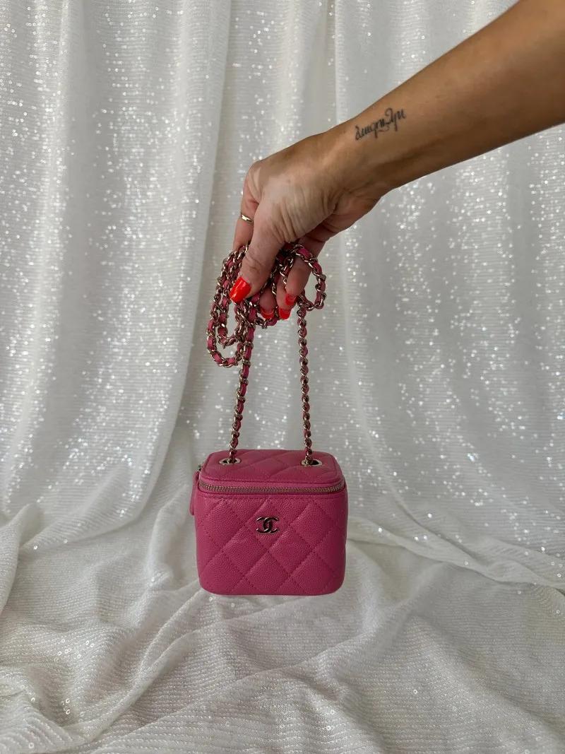 Chanel Caviar Quilted Mini Vanity Bag in Pink