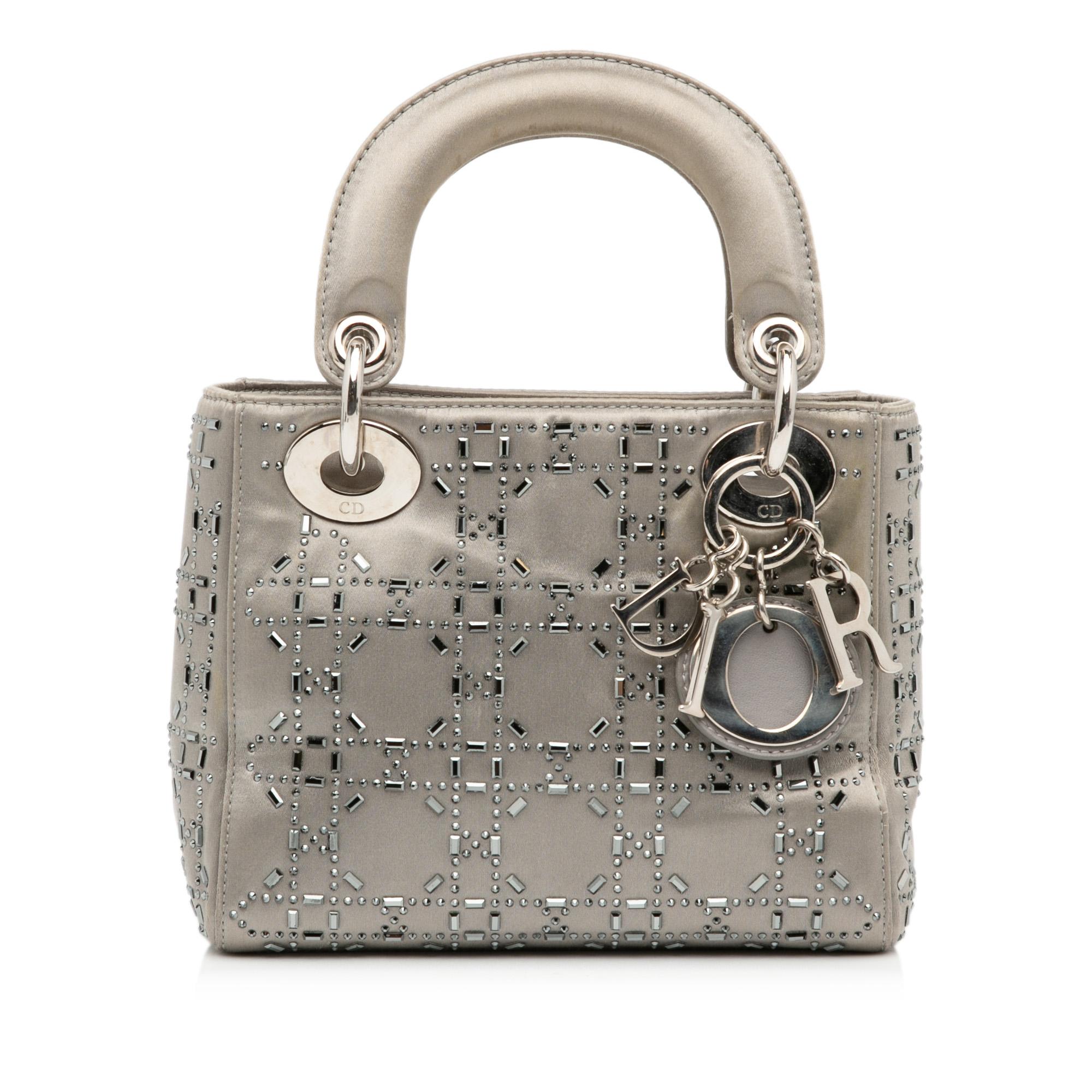 Mini Satin Cannage Crystal Lady Dior