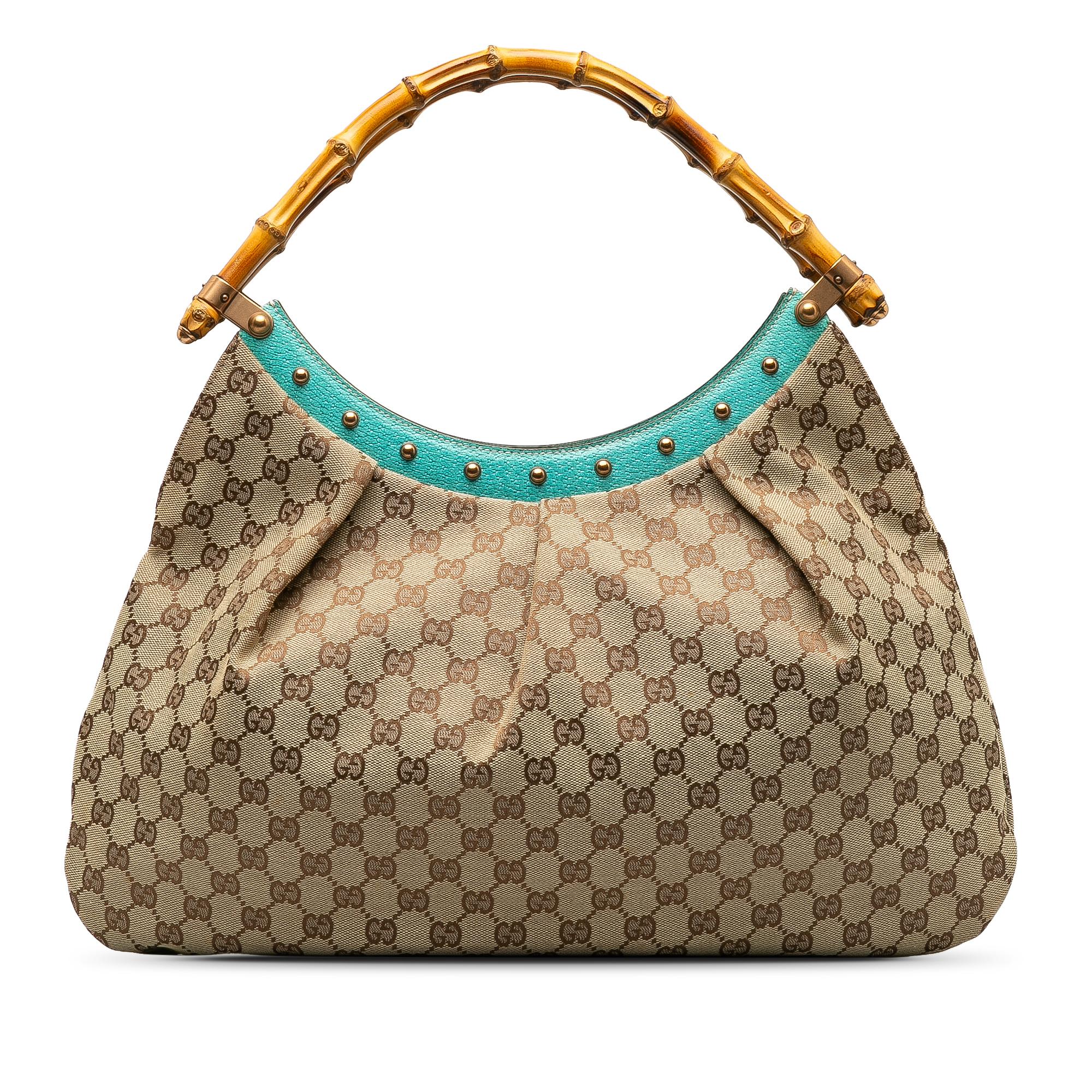 GG Canvas Bamboo Studded Hobo