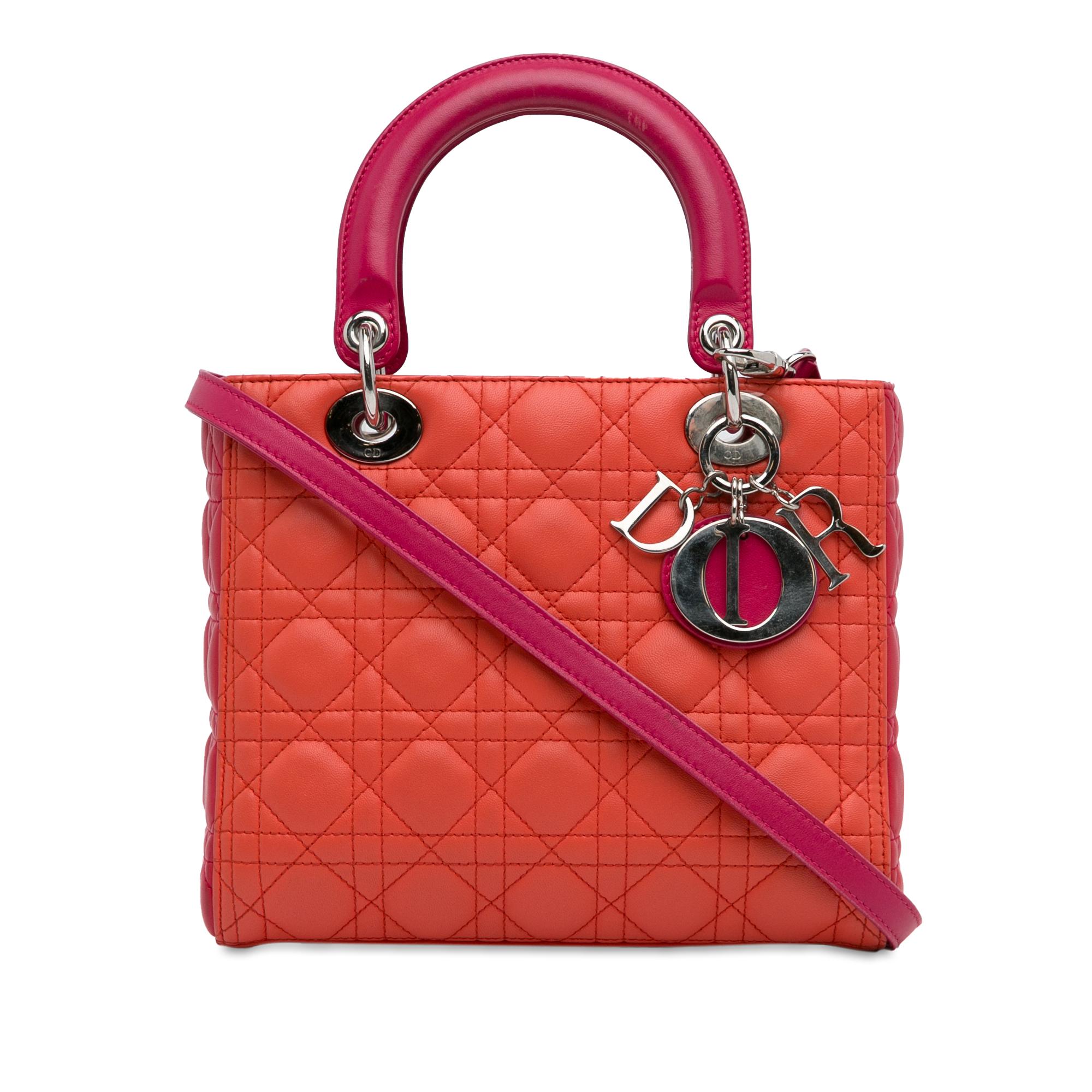 Medium Bicolor Lambskin Cannage Lady Dior