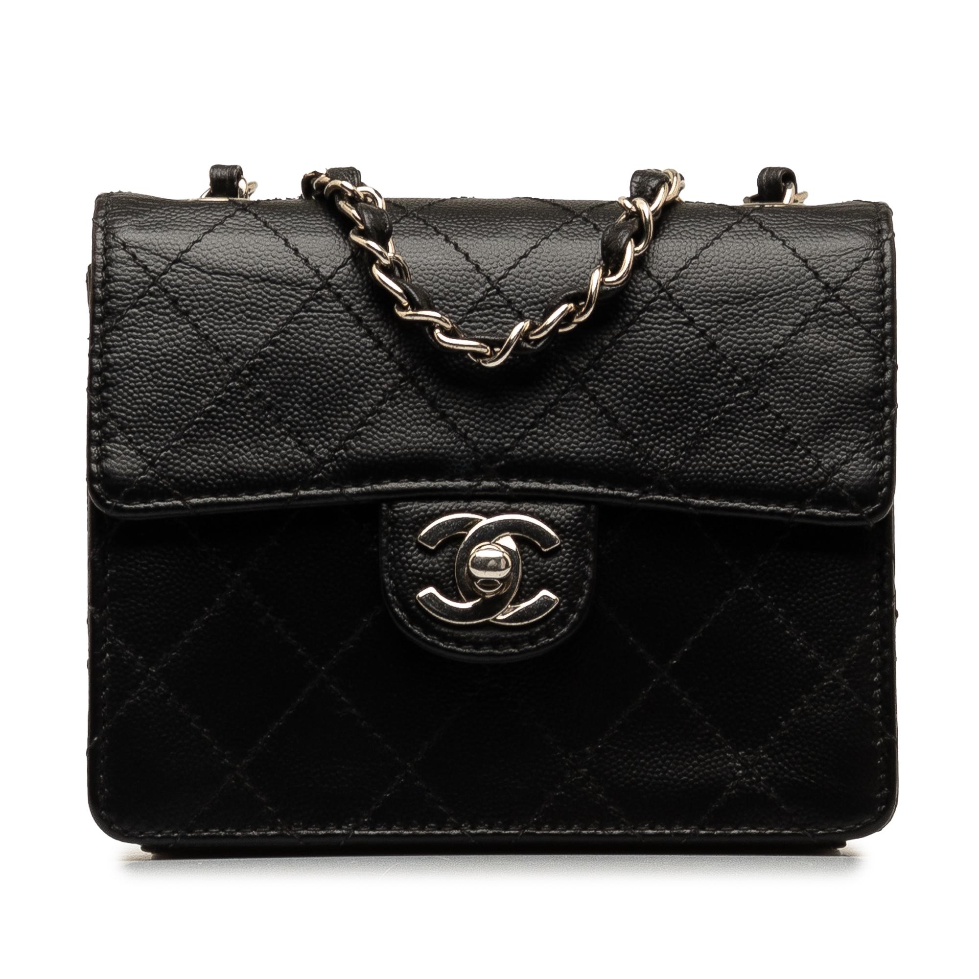 Mini Square Classic Quilted Caviar Flap