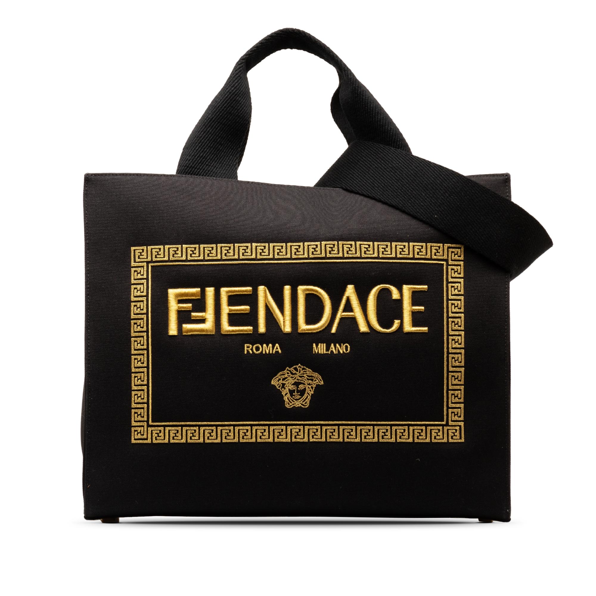 Versace Fendace Logo Canvas Shopping Tote