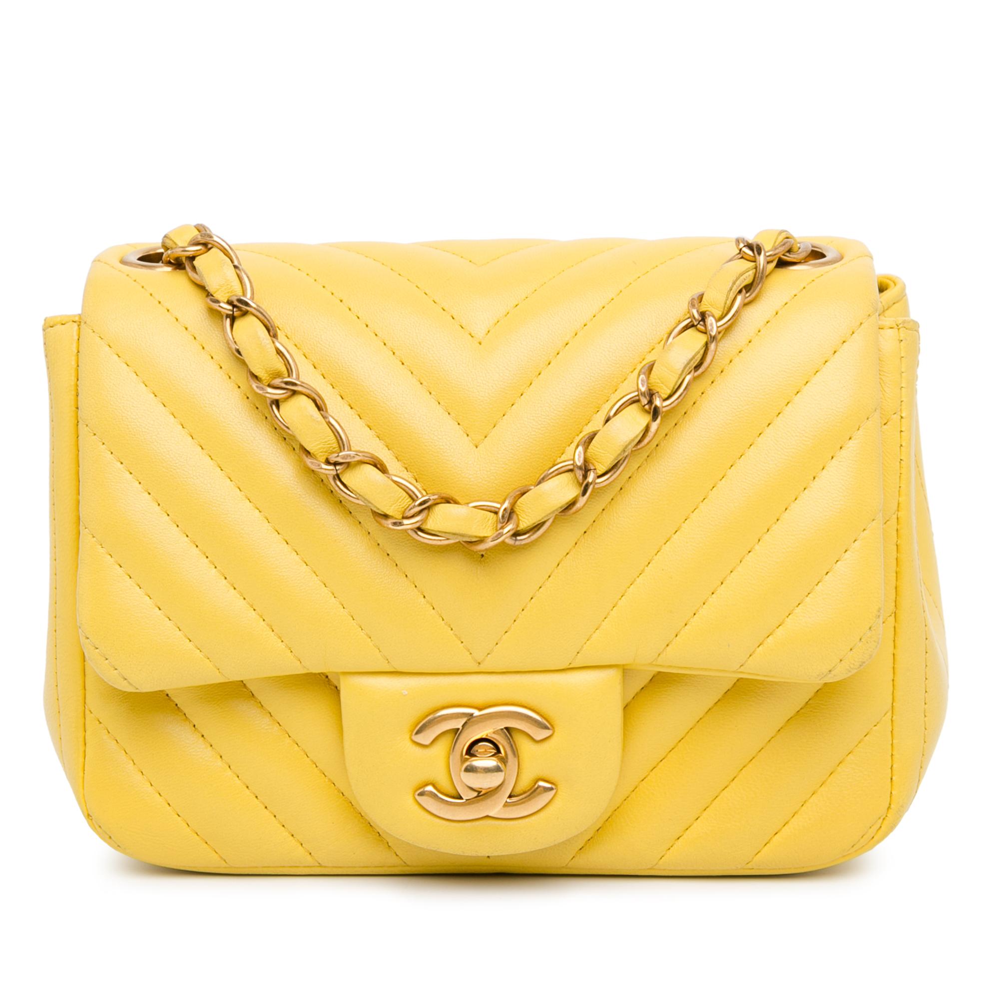 Mini Square Classic Lambskin Chevron Single Flap