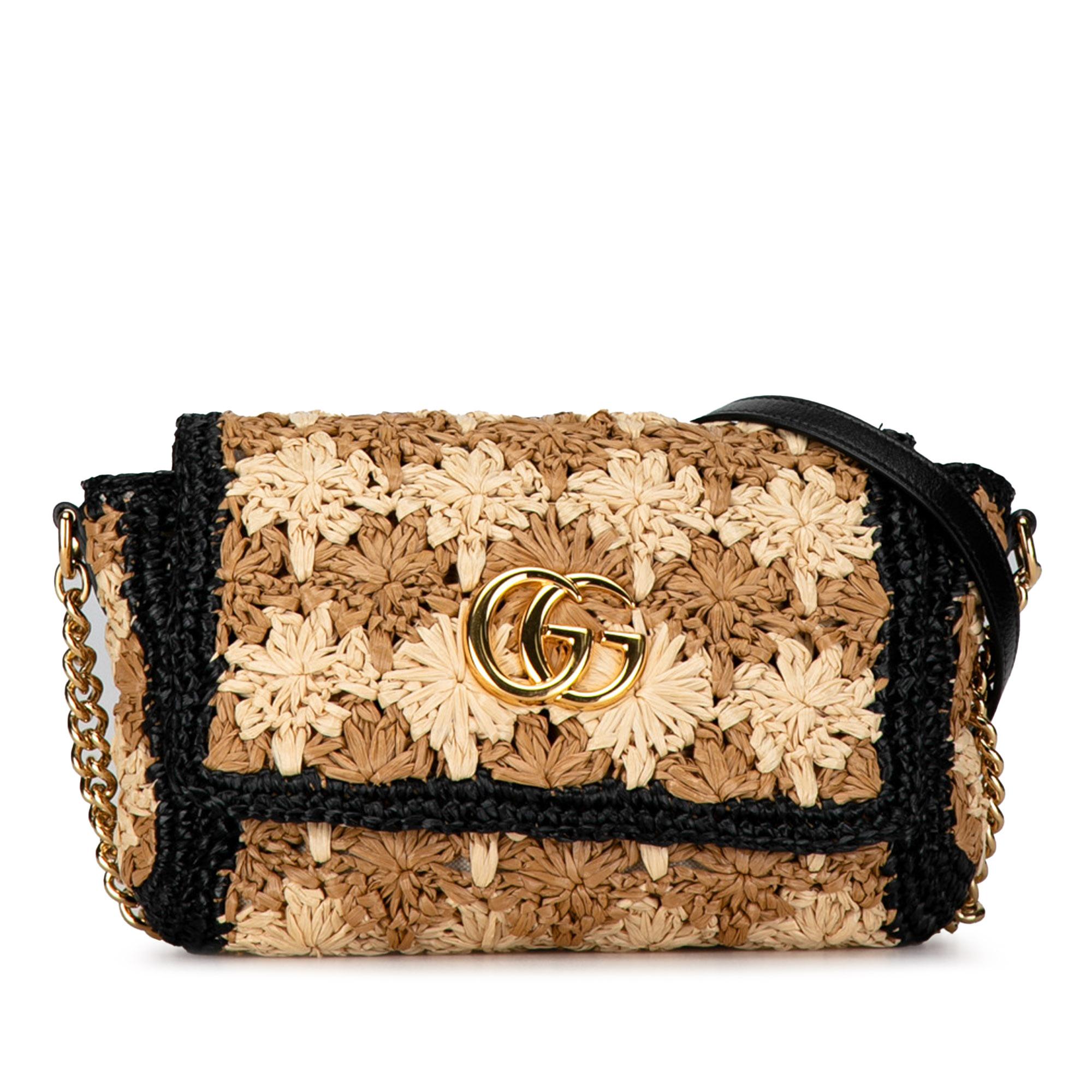 Small Raffia GG Marmont Crossbody