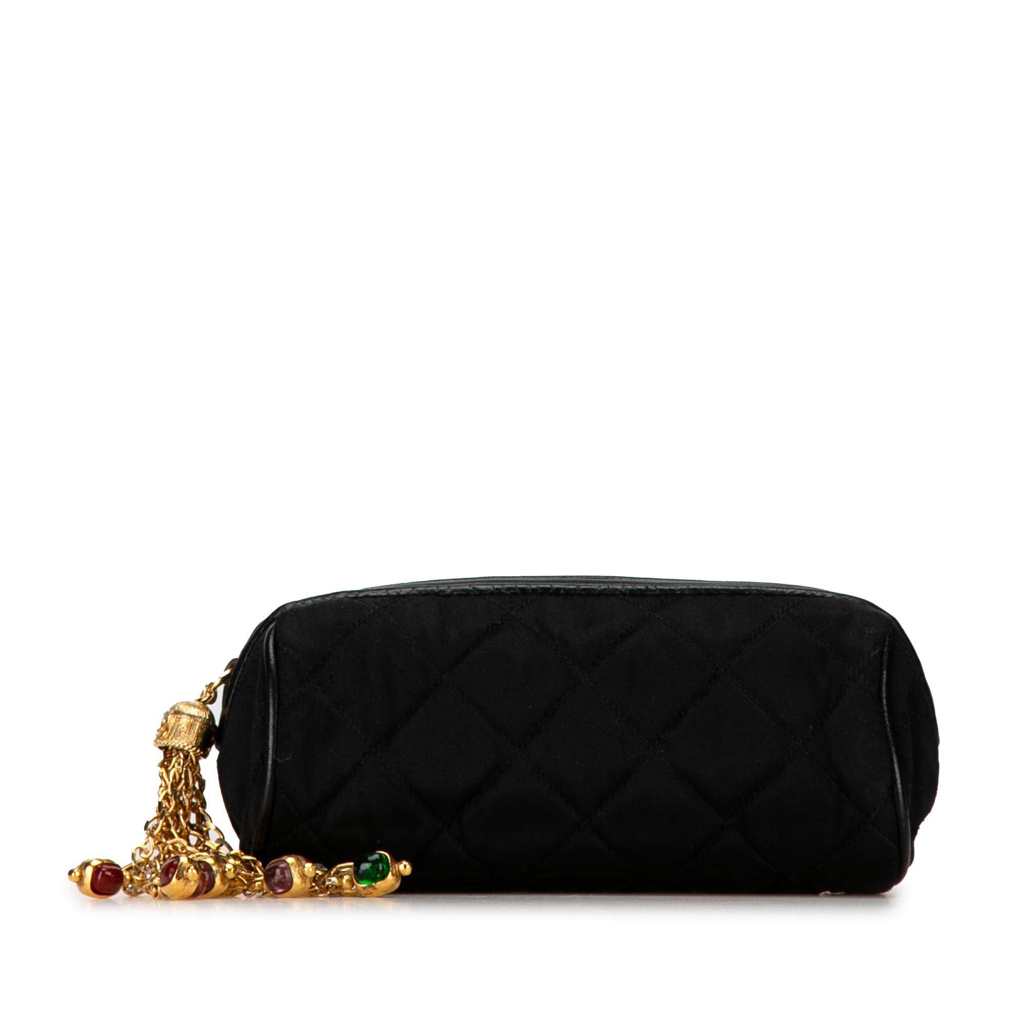 Quilted Satin Gripoix Tassel Clutch