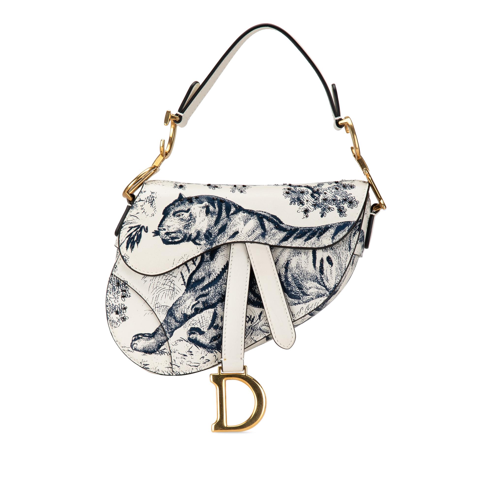 Mini Calfskin Toile de Jouy Saddle Bag