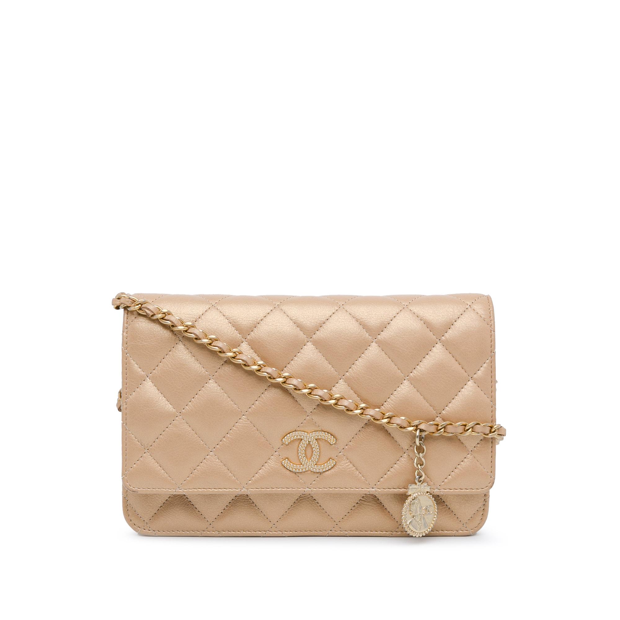 CC Quilted Lambskin Coin Charm Wallet on Chain