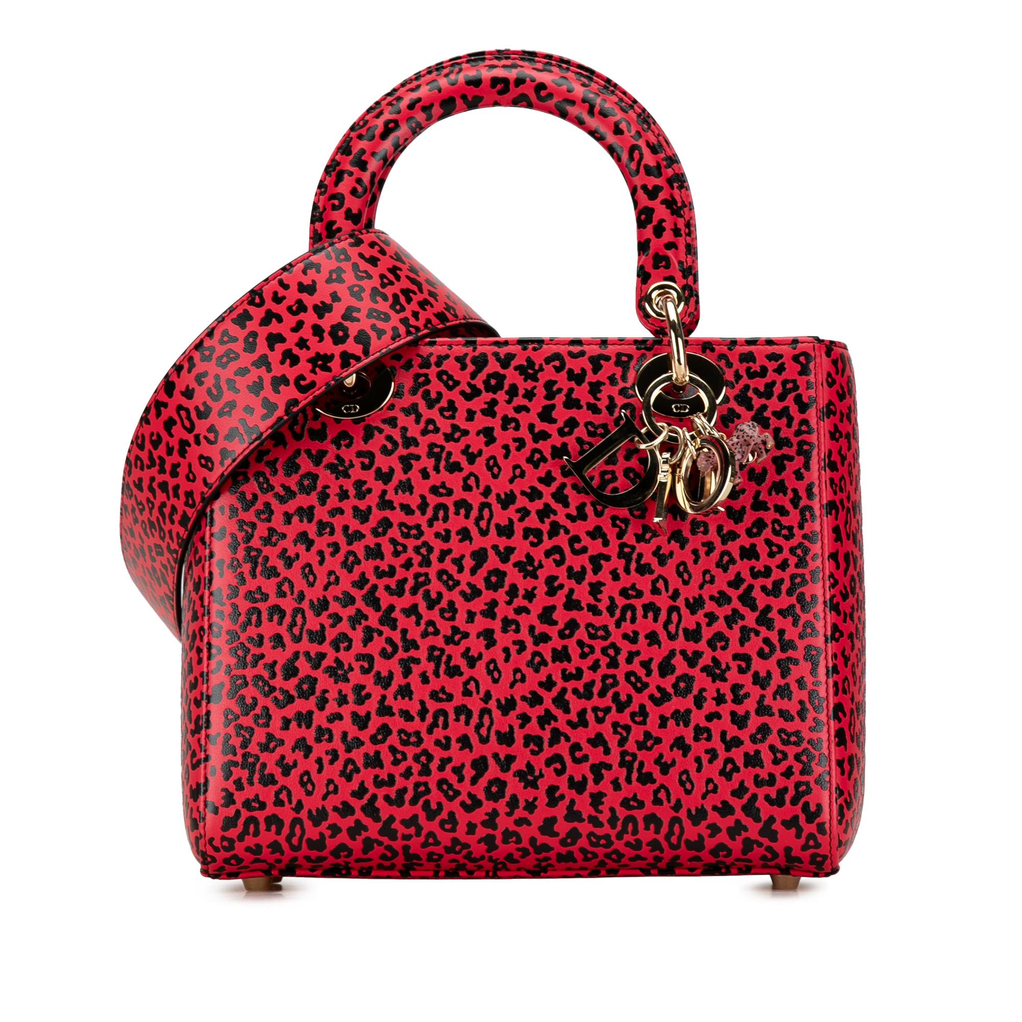 Medium Calfskin Leopard Print Lady Dior