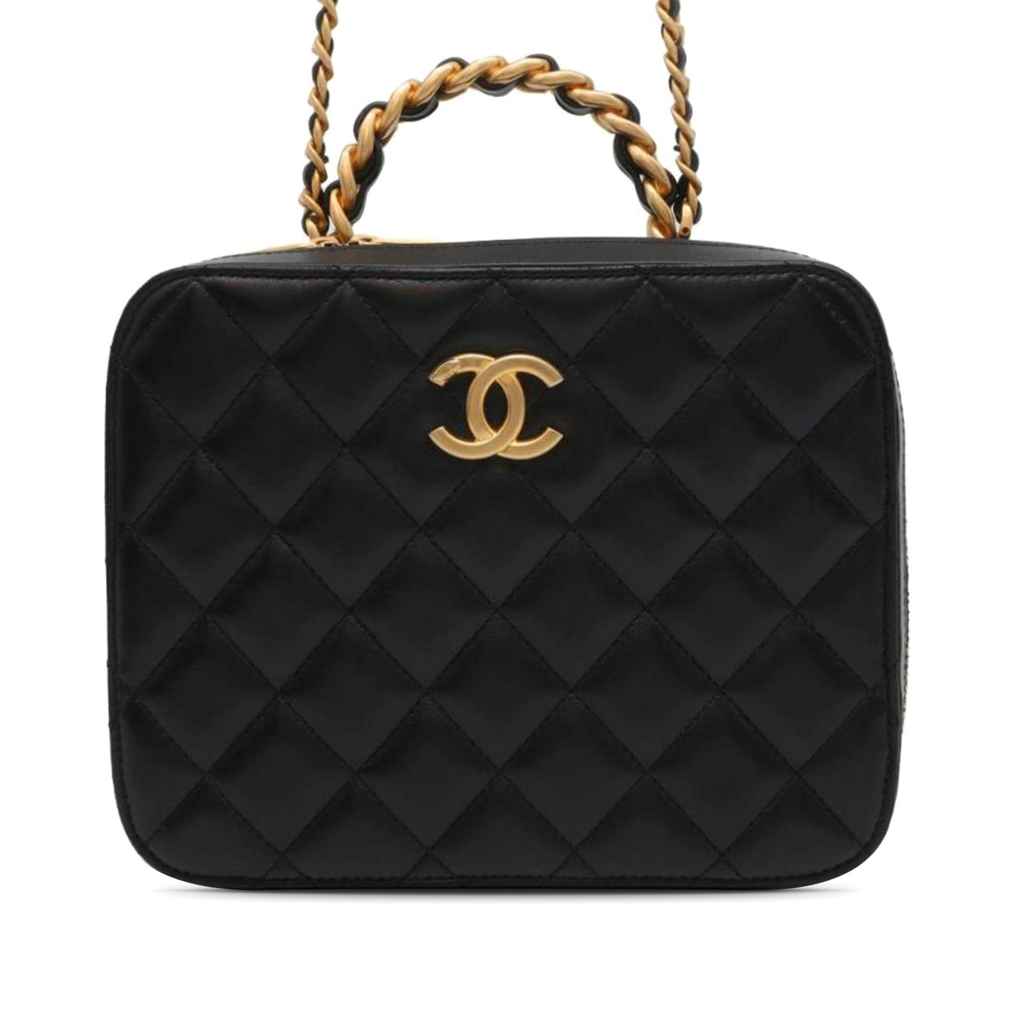 CC Quilted Lambskin Top Handle Vanity Case