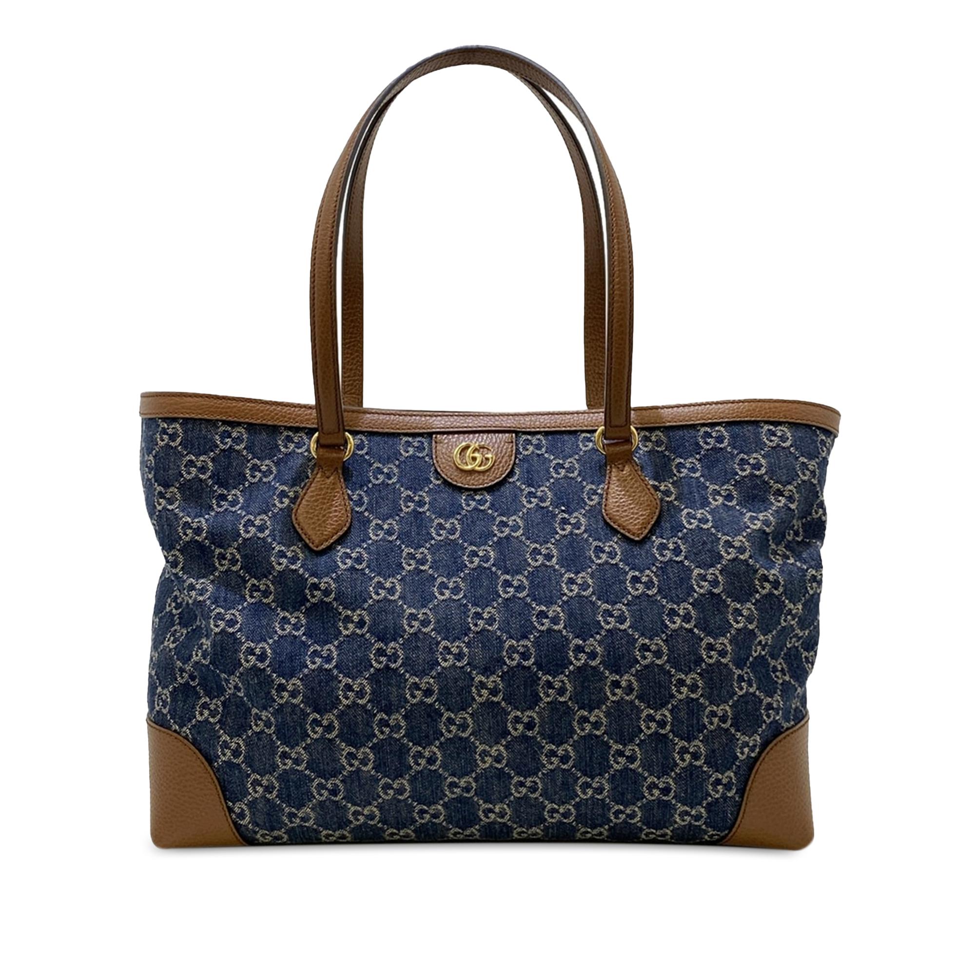 Medium GG Denim Ophidia Shopping Tote