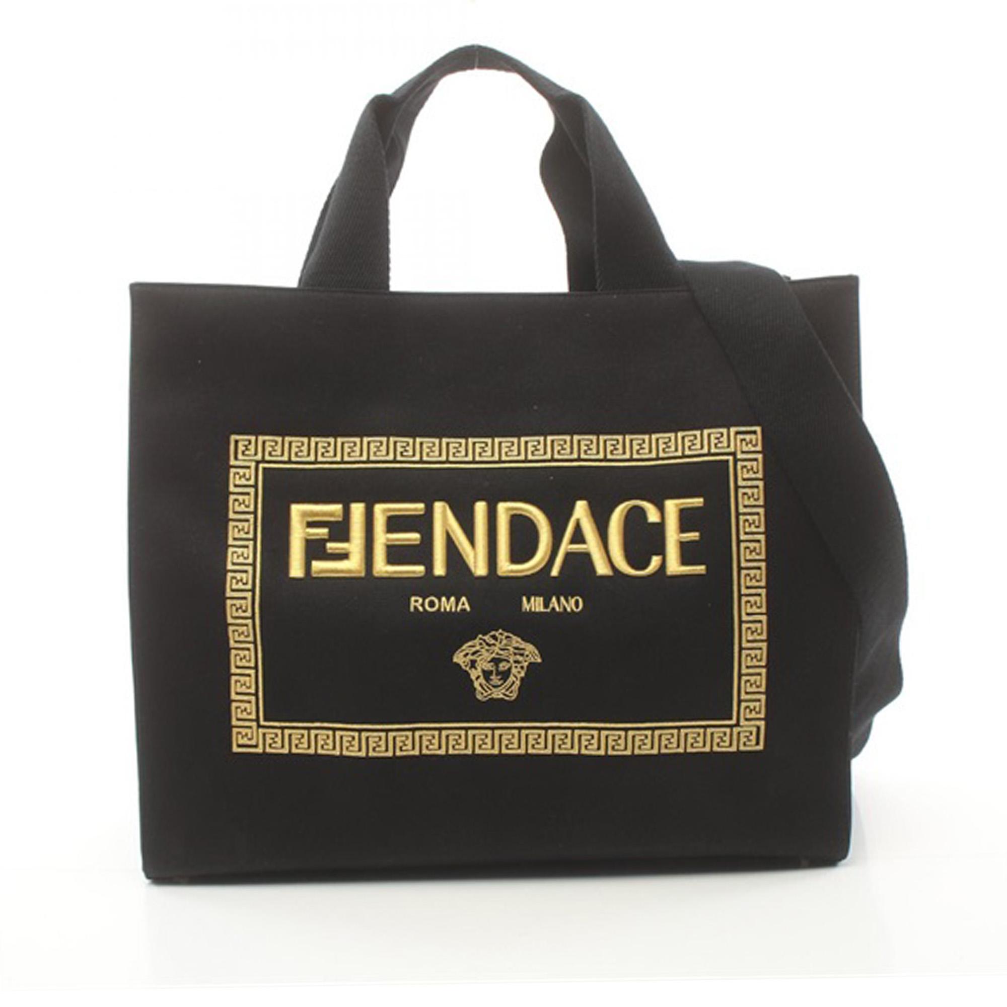 Versace Large Fendace Logo Canvas Shopping Tote