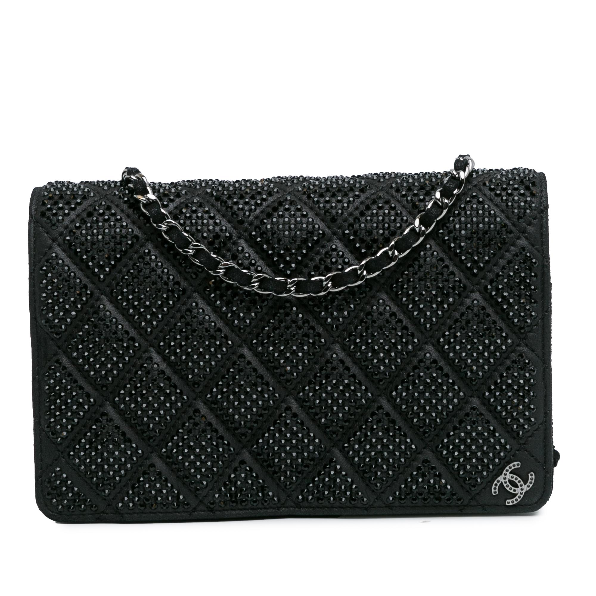 Quilted Lambskin Crystal Wallet On Chain