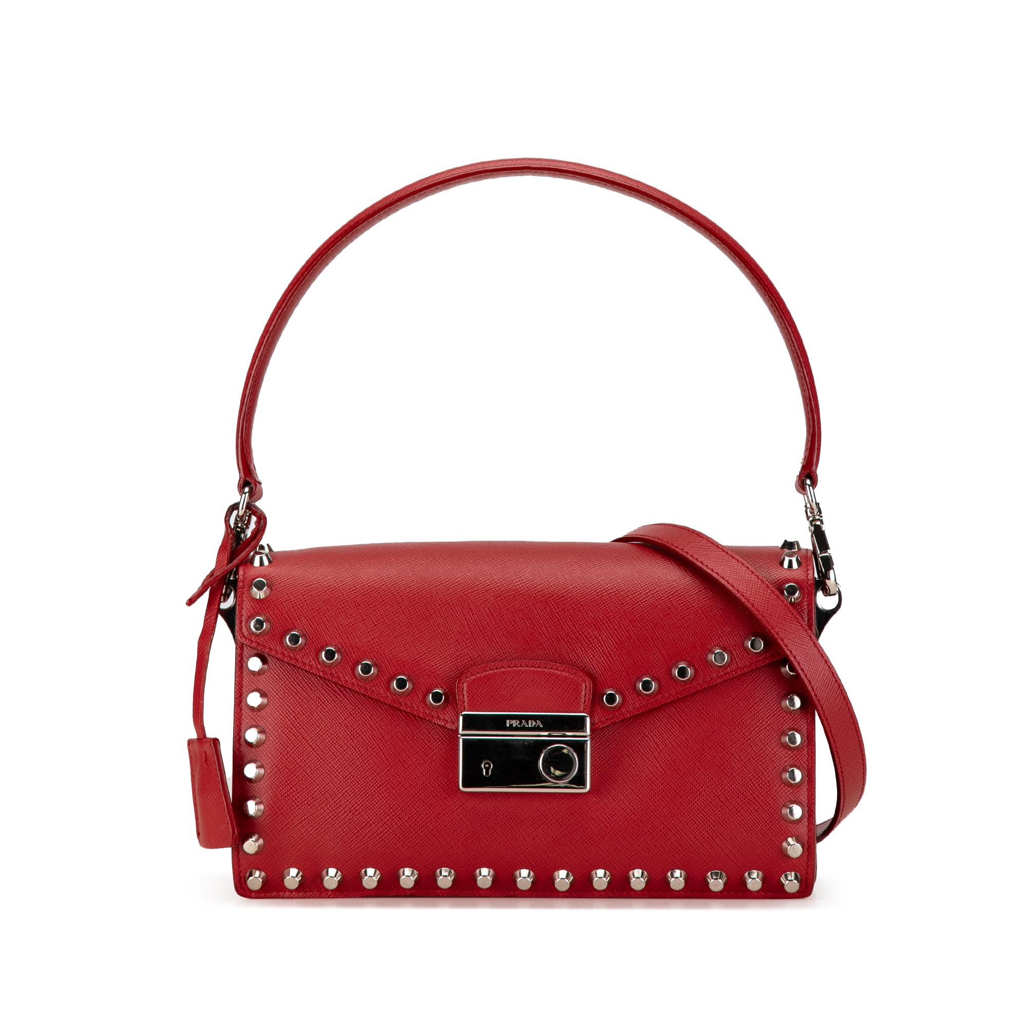 Studded Saffiano Sound Lock Satchel