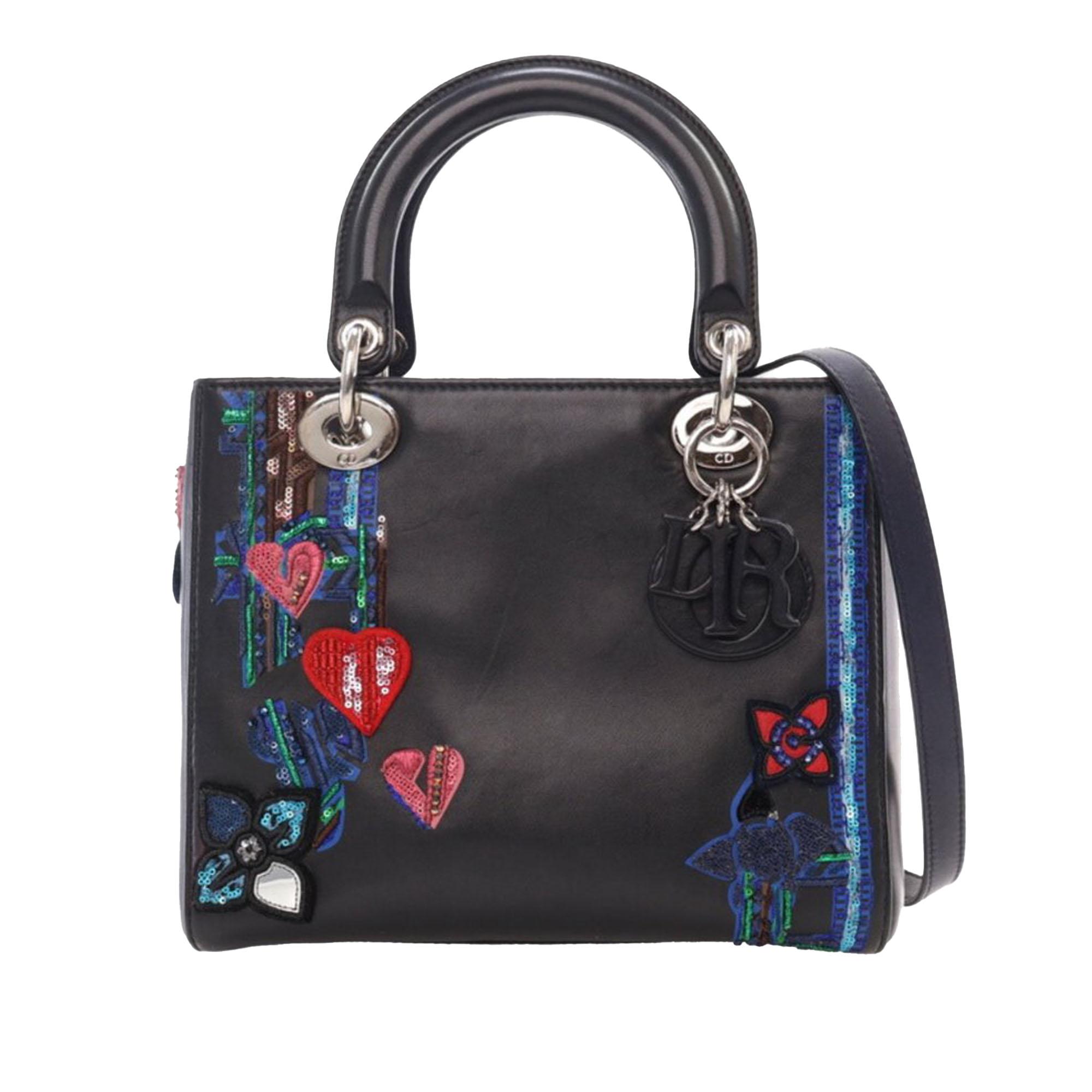 Medium Calfskin Embroidered Lady Dior