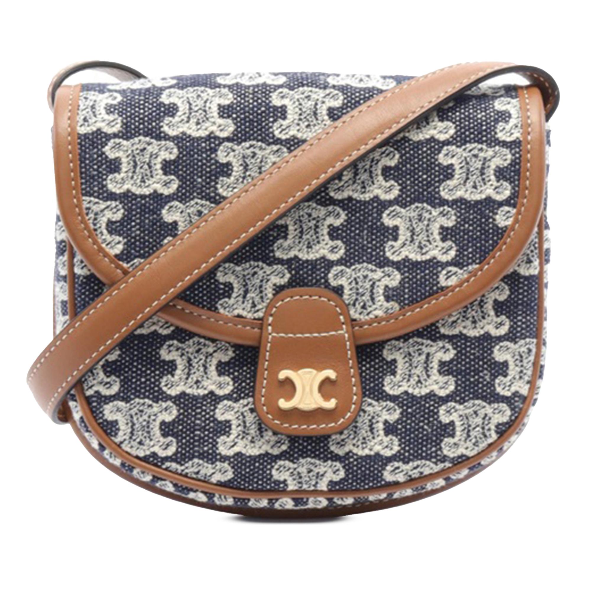 Mini Triomphe Canvas and Calfskin Besace Crossbody