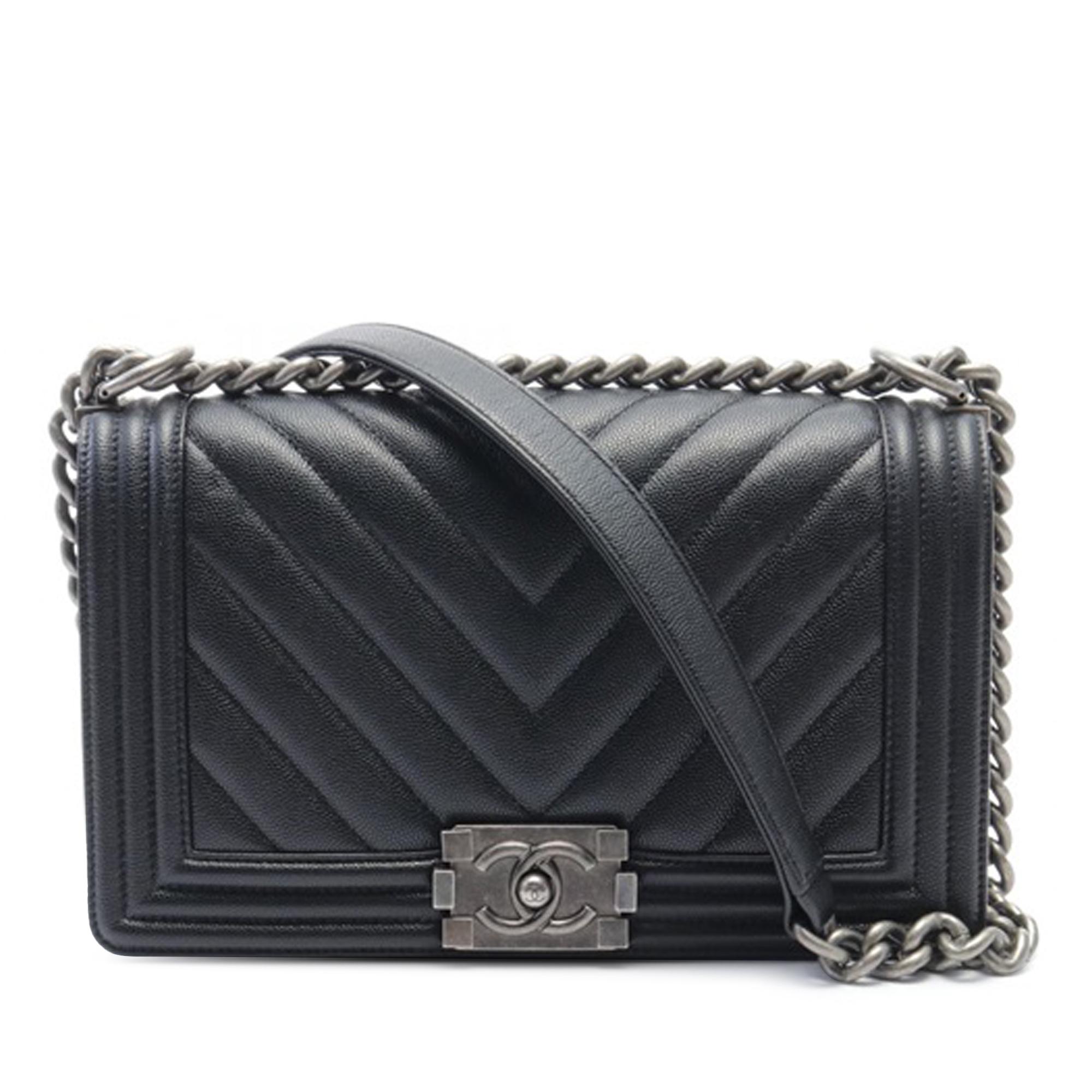 Medium Chevron Caviar Boy Flap