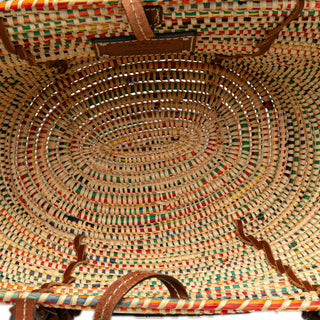 Vitello Trimmed Raffia Paglia Basket Bag
