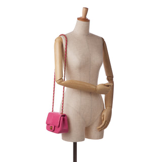 Mini Square Classic Chevron Lambskin Flap