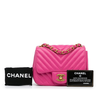 Mini Square Classic Chevron Lambskin Flap