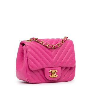 Mini Square Classic Chevron Lambskin Flap