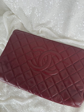 Chanel Quilted Caviar CC Frame Clutch