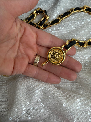 Vintage Chanel Black Leather Chain Belt