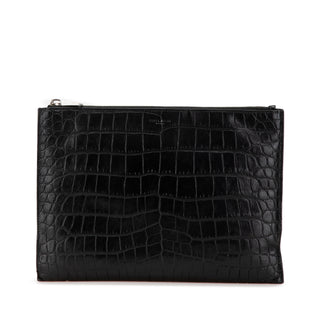 Croc Embossed Leather Clutch