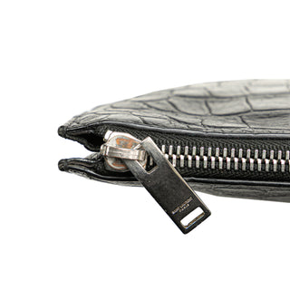 Croc Embossed Leather Clutch