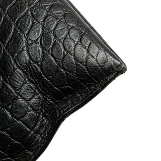 Croc Embossed Leather Clutch