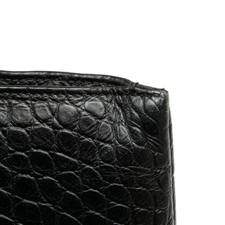 Croc Embossed Leather Clutch