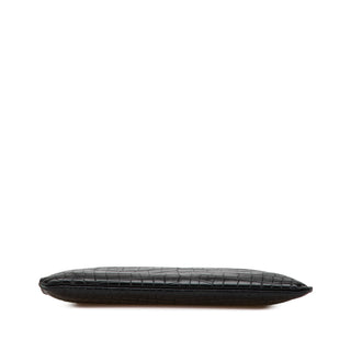 Croc Embossed Leather Clutch