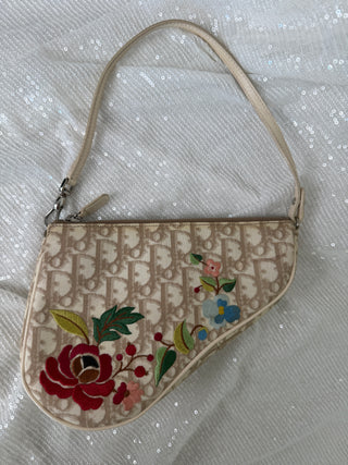 Vintage Dior Floral Mini Saddle Bag