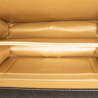 Quilted Calfskin Strass Card Holder On Chain