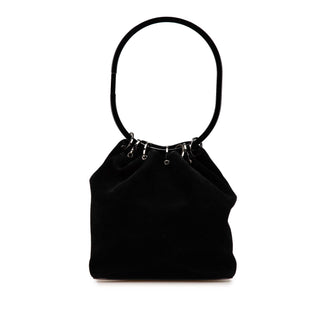 Suede Resin Hoop Handle Handbag