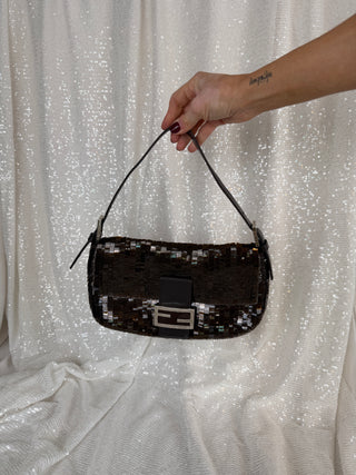 Rare Vintage Fendi Brown Sequin Baguette