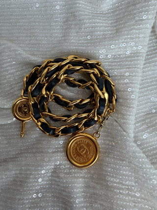 Vintage Chanel Black Leather Chain Belt