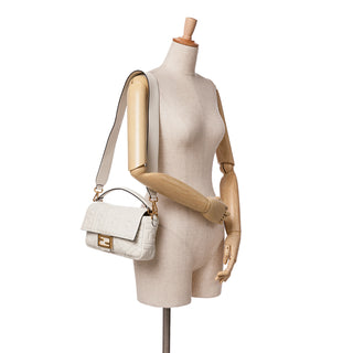 Zucca Embossed Leather Baguette Satchel