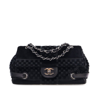 CC Check Embossed Velvet Belted Side Flap