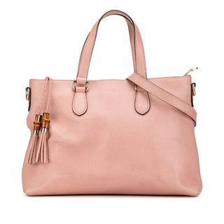 Leather Bamboo Tassel Satchel