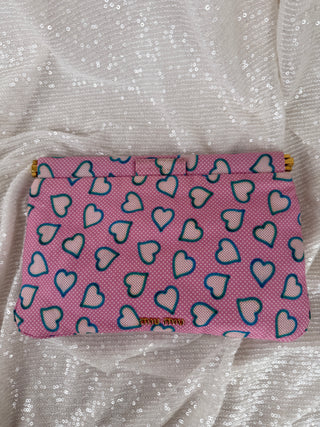 Miu Miu Pink Heart Canvas Clutch