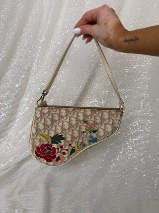 Vintage Dior Floral Mini Saddle Bag