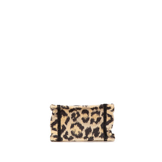 Mizza Mini Embroidered Canvas Leopard Vertical Book Tote