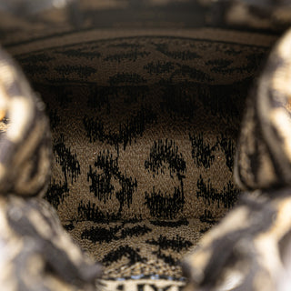 Mizza Mini Embroidered Canvas Leopard Vertical Book Tote